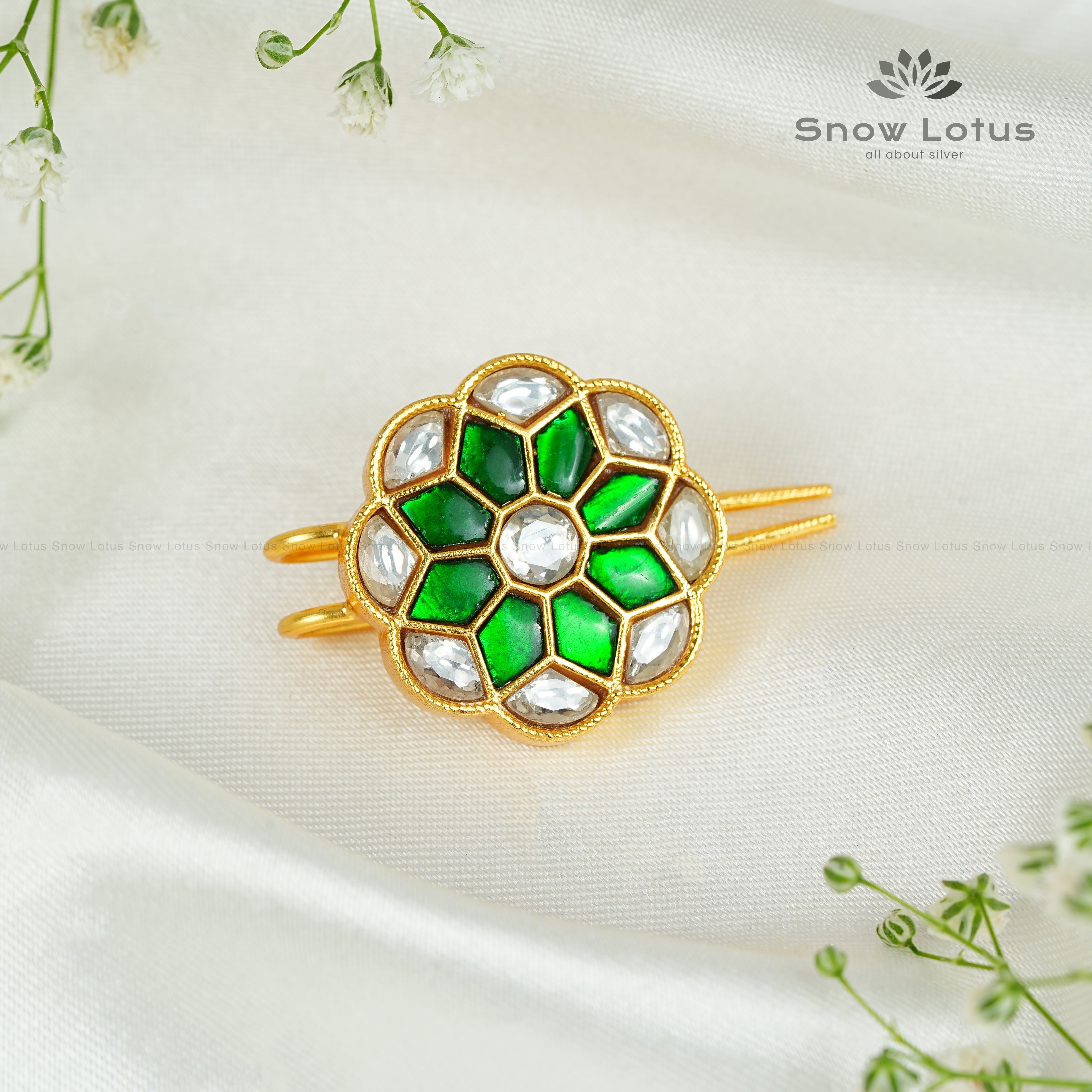 Green Kundan Juda Pin