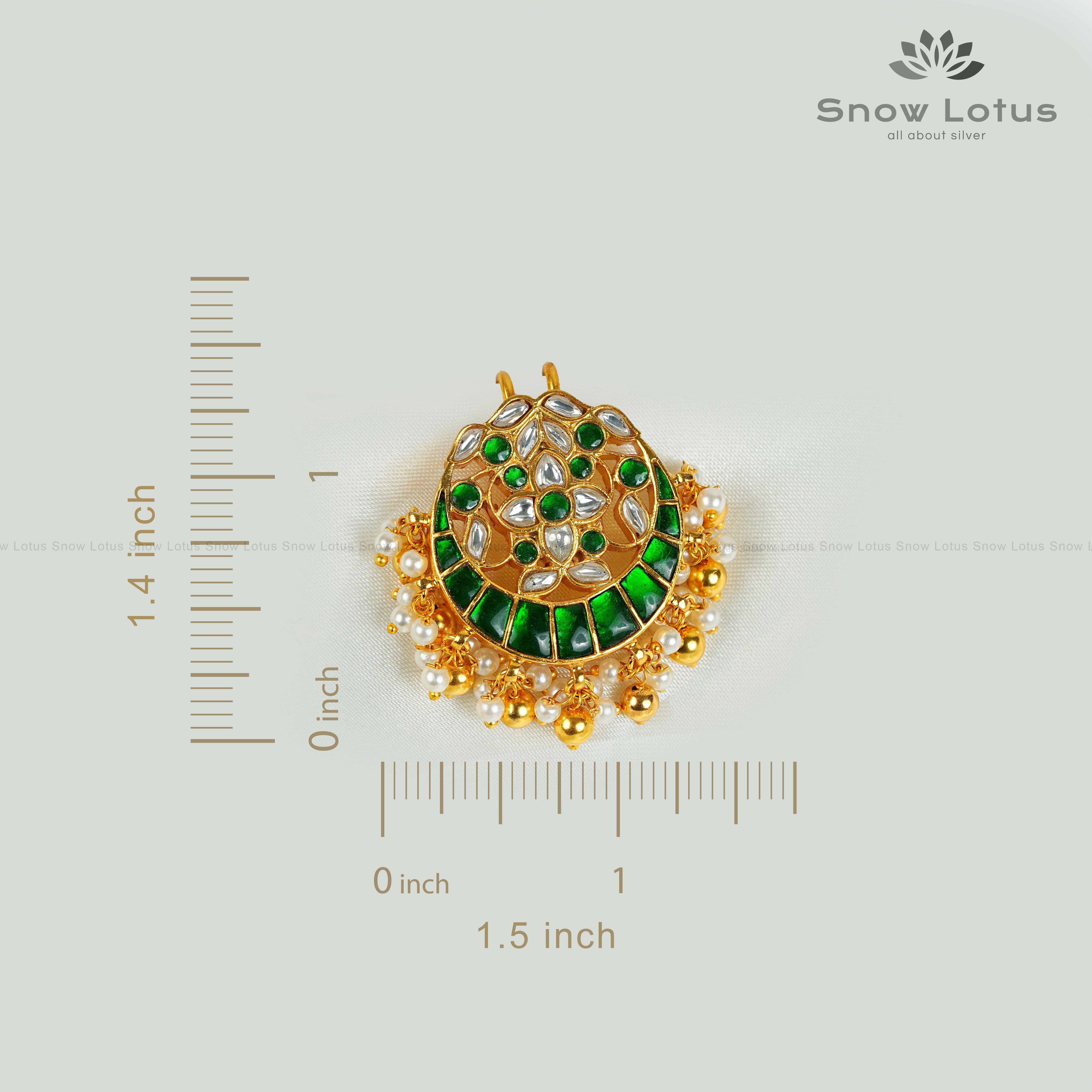 Green Half Moon Kundan Juda Pin
