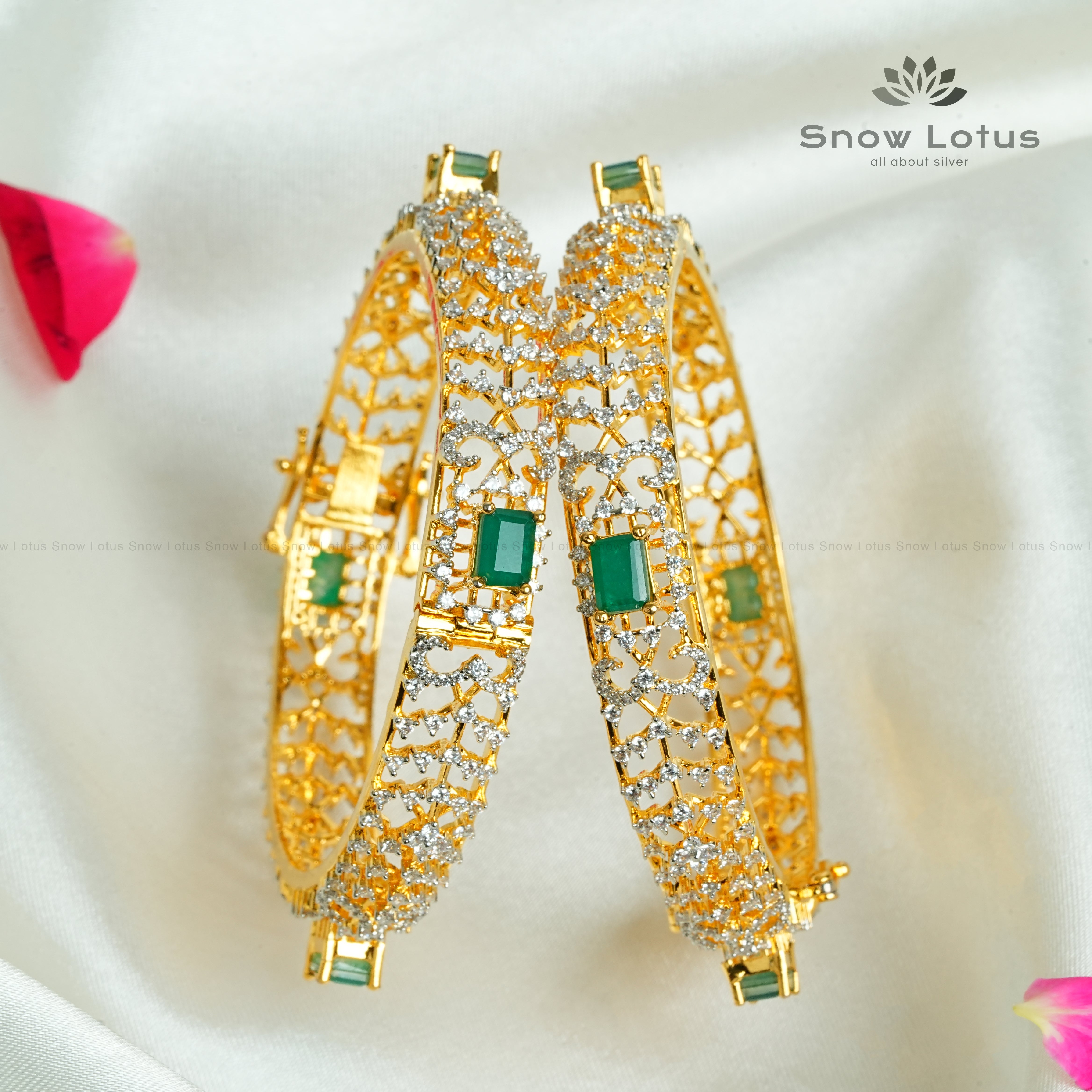 Emerald Green Screw Kada Pair