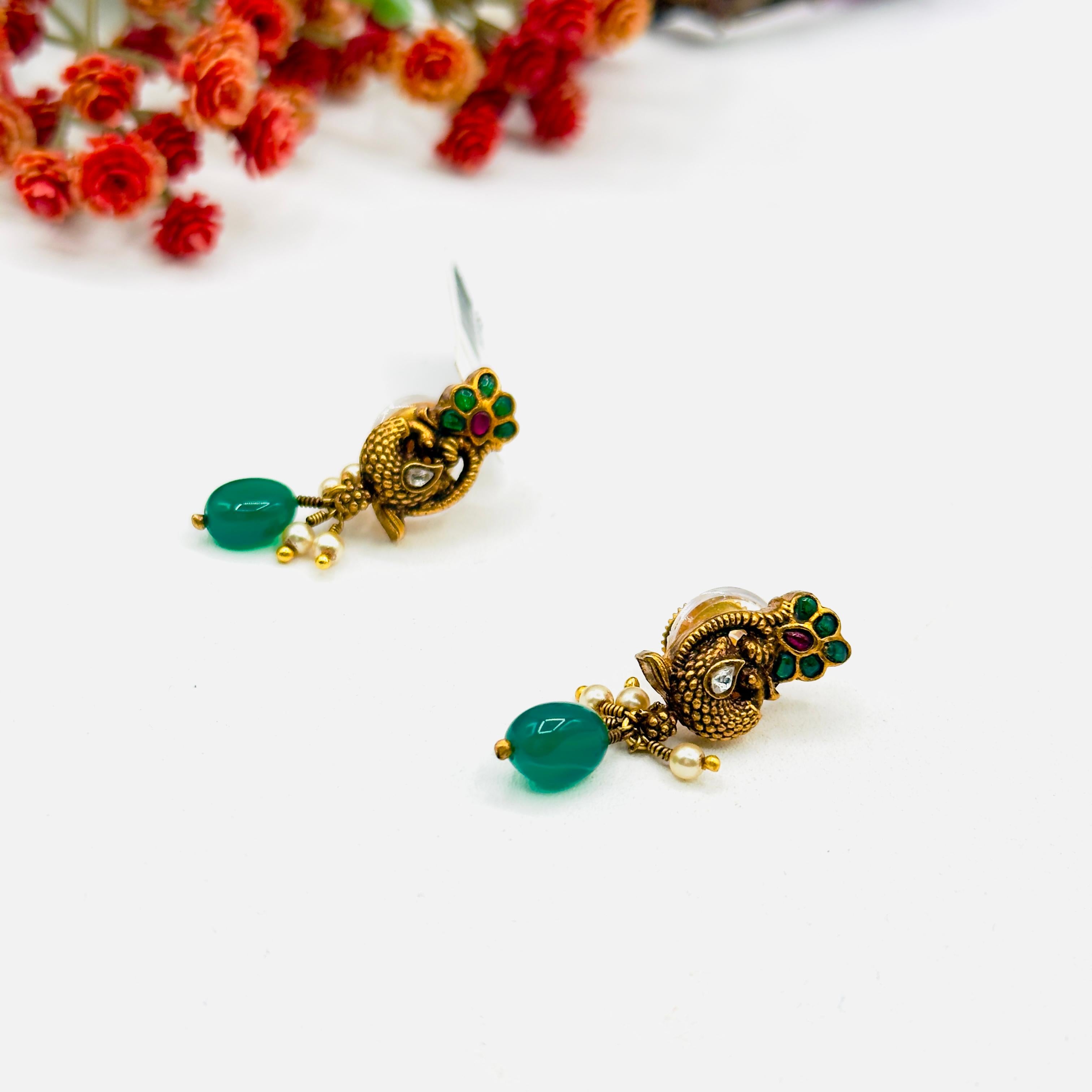 Peacock Kundan Studs