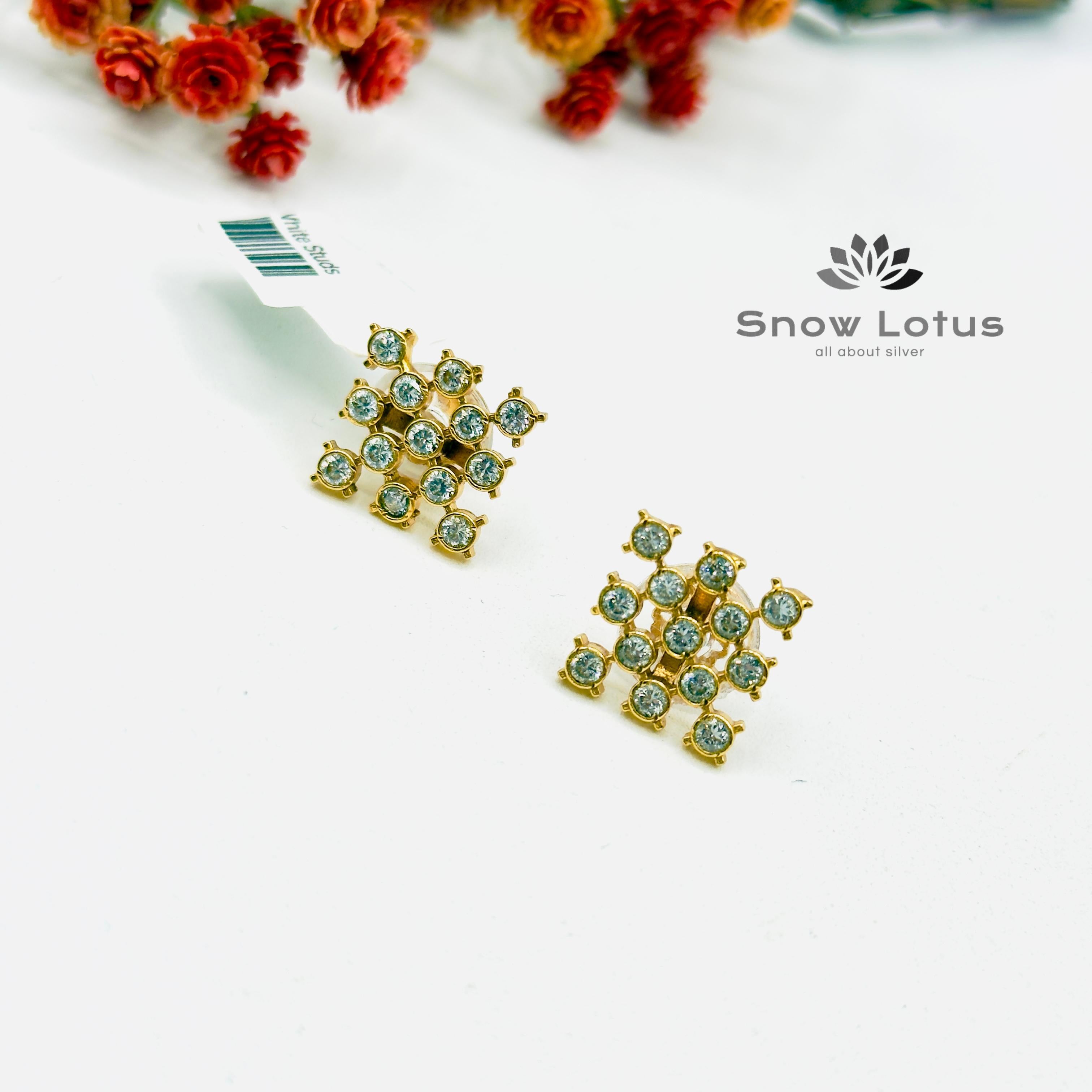 Stellar Squarish White Studs