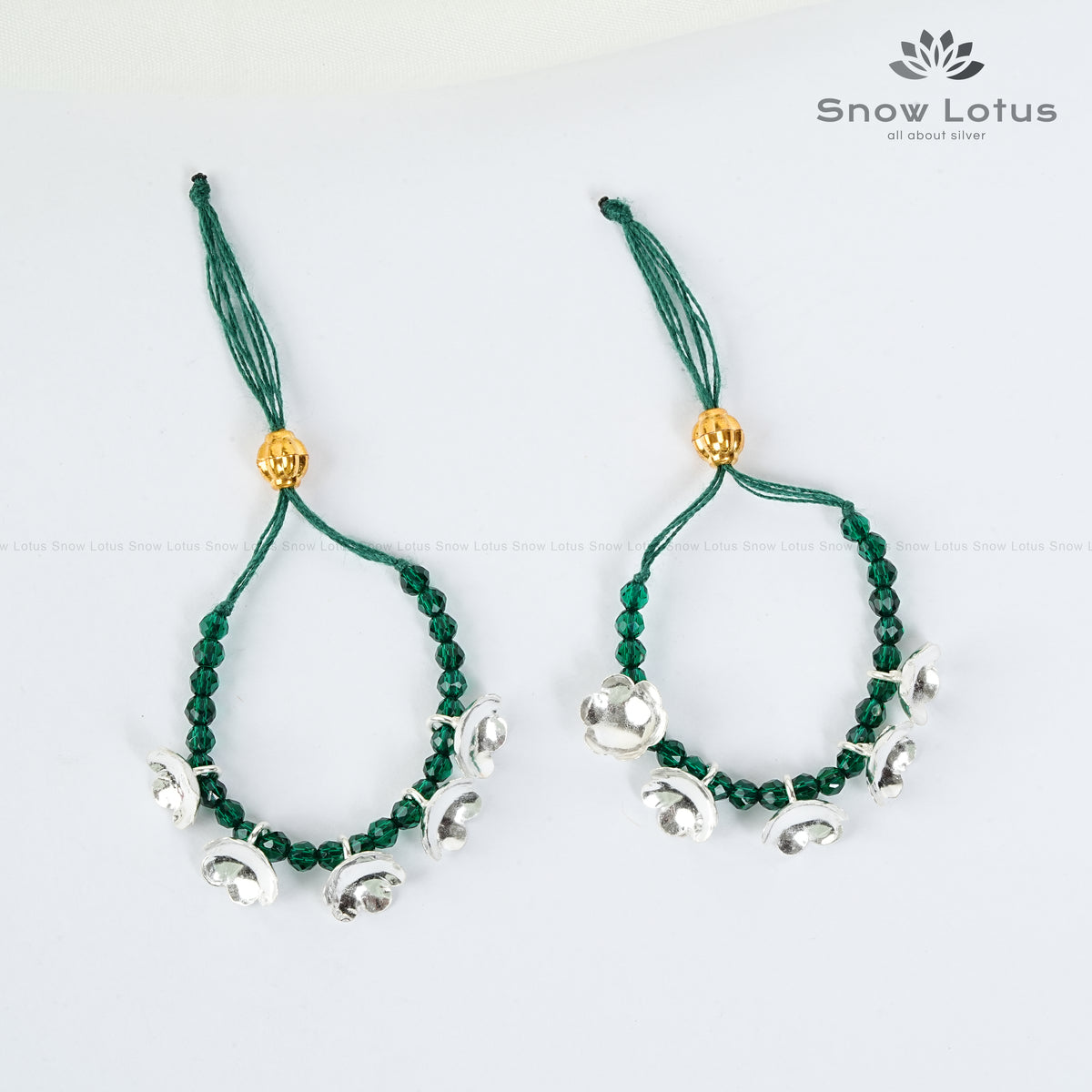 Silver Flowers Mini Haarams Green