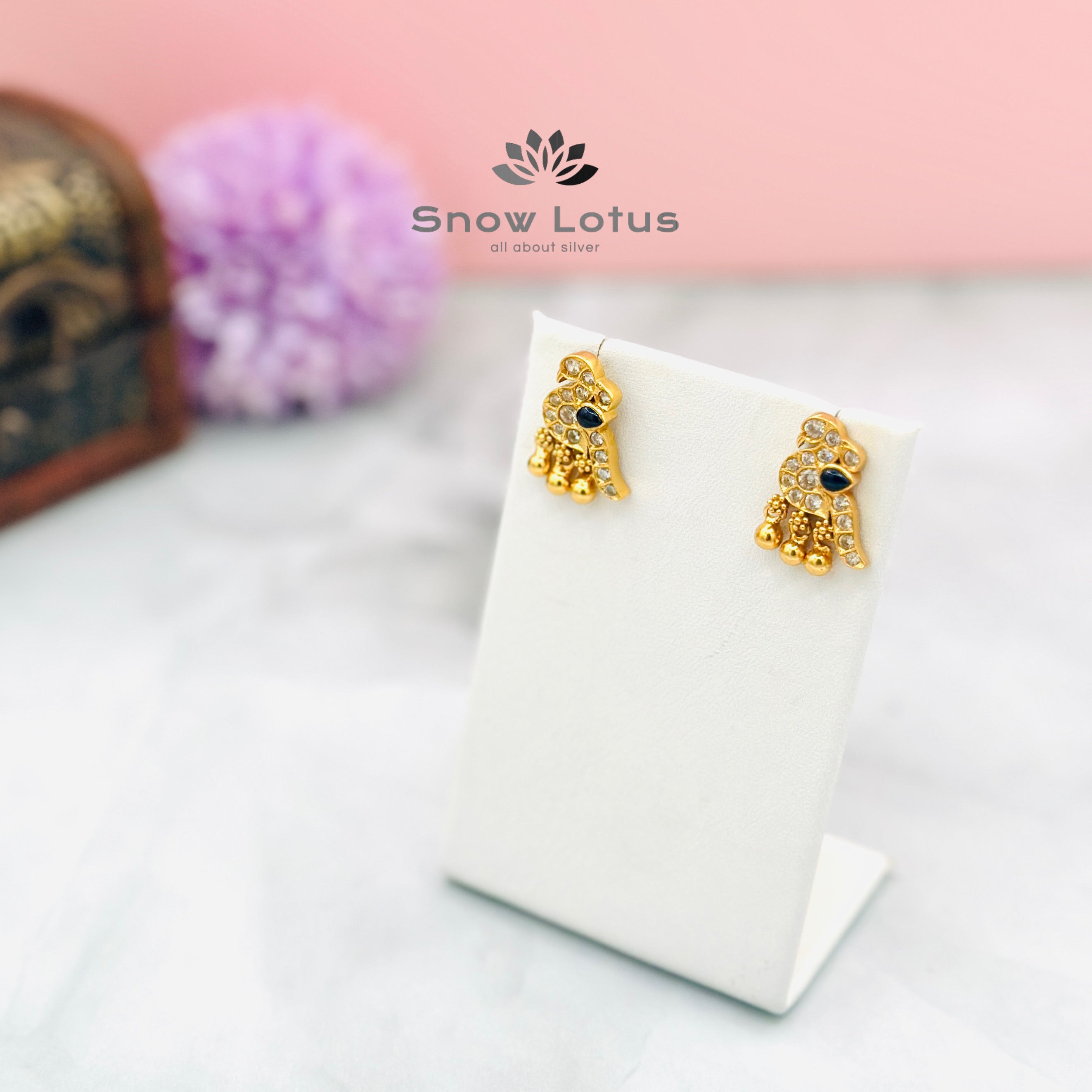 Blue birdy studs