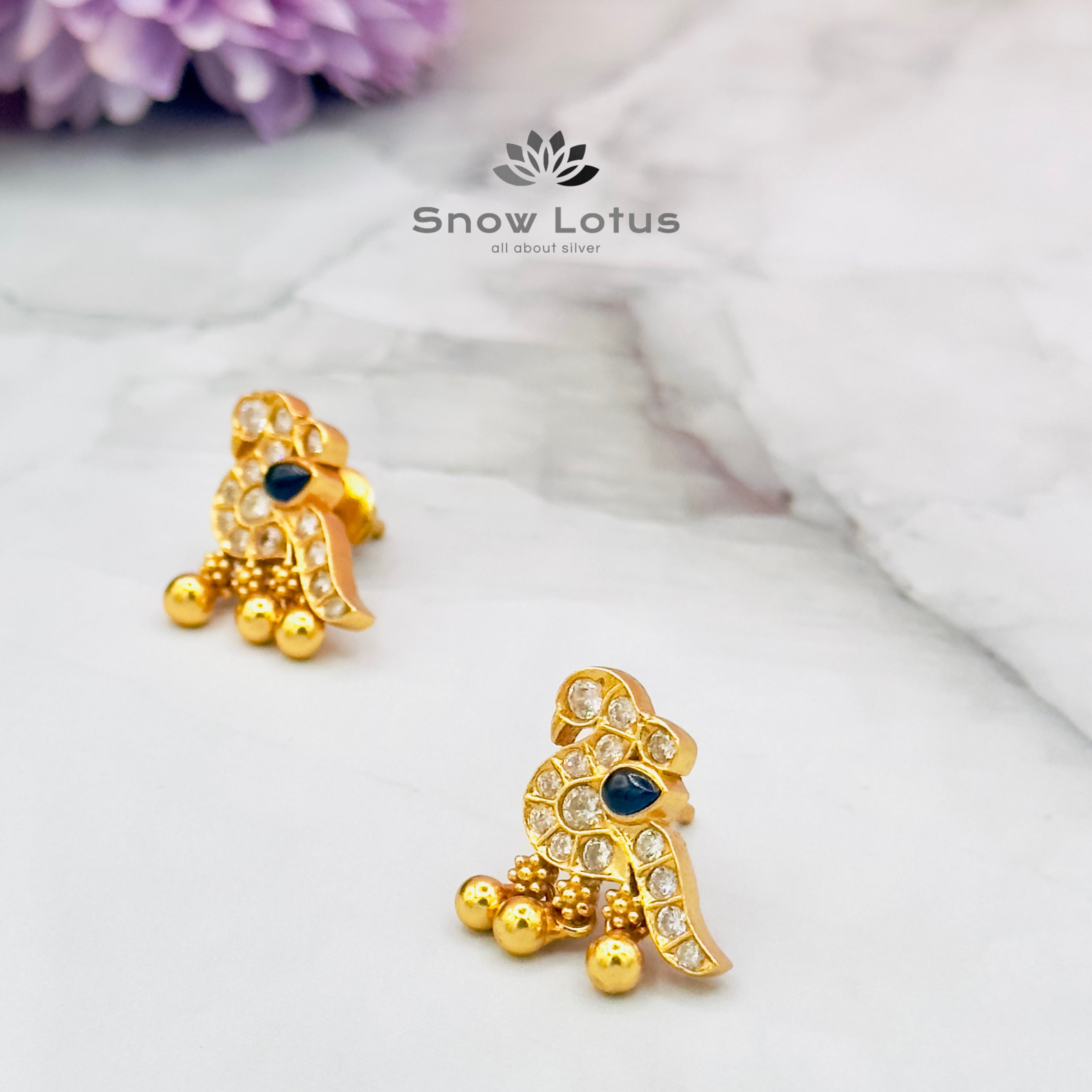Blue birdy studs
