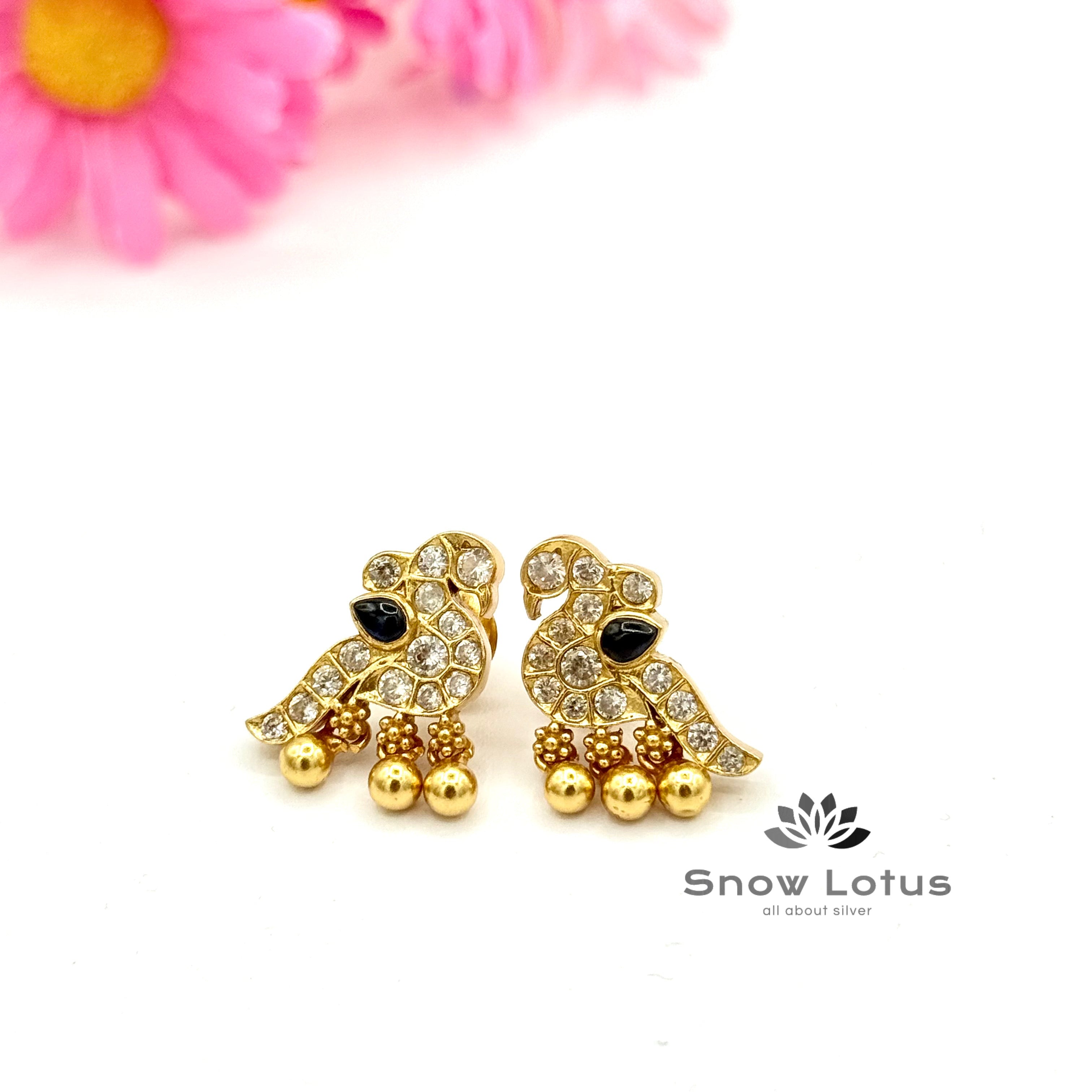 Blue birdy studs