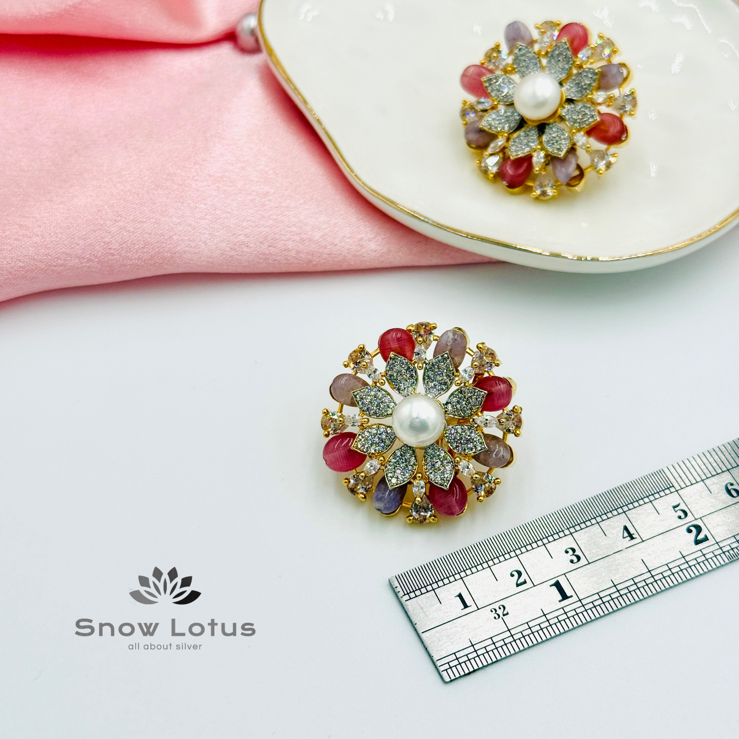 Floral Pearl Colorful CZ Studs