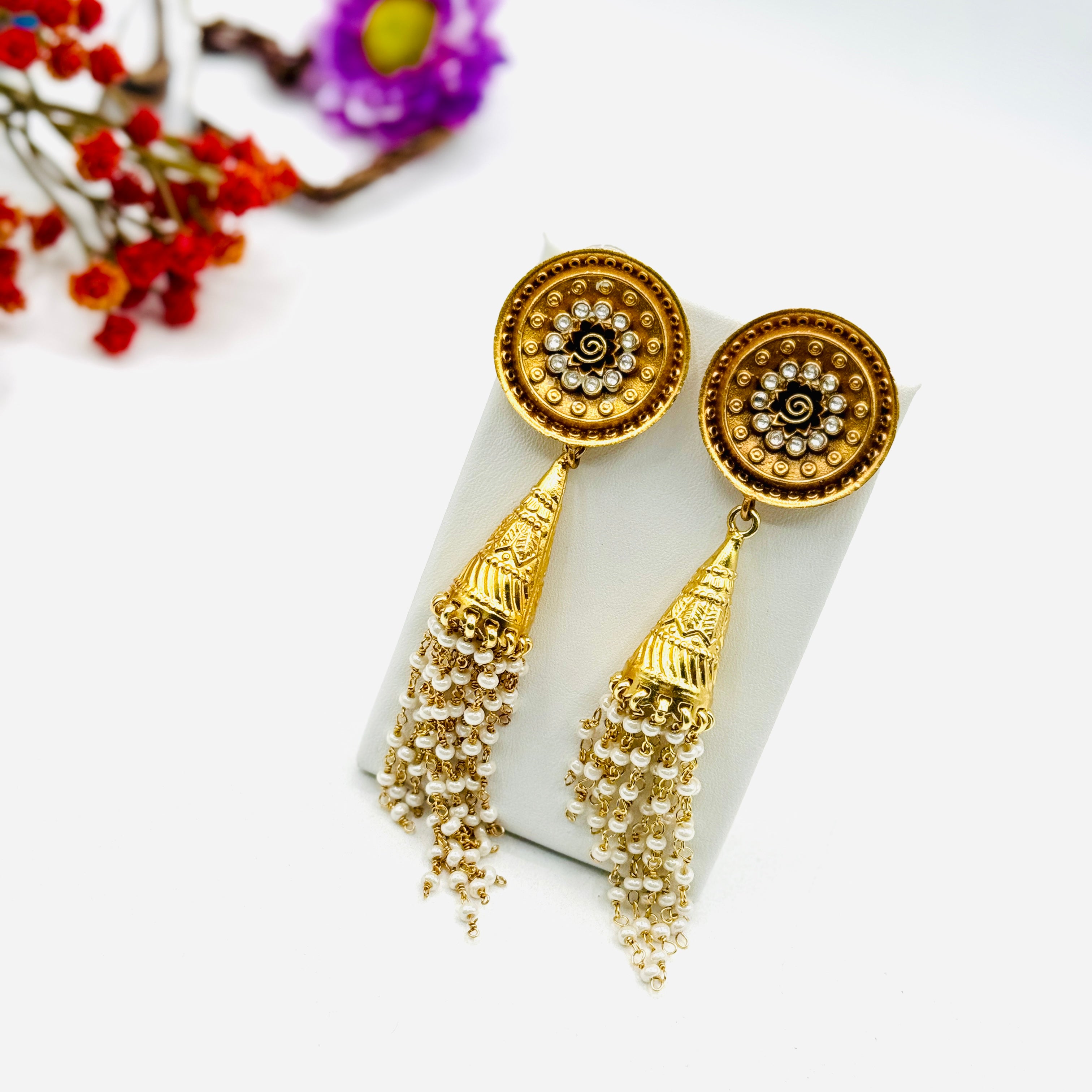 Oval Flower Jhumka