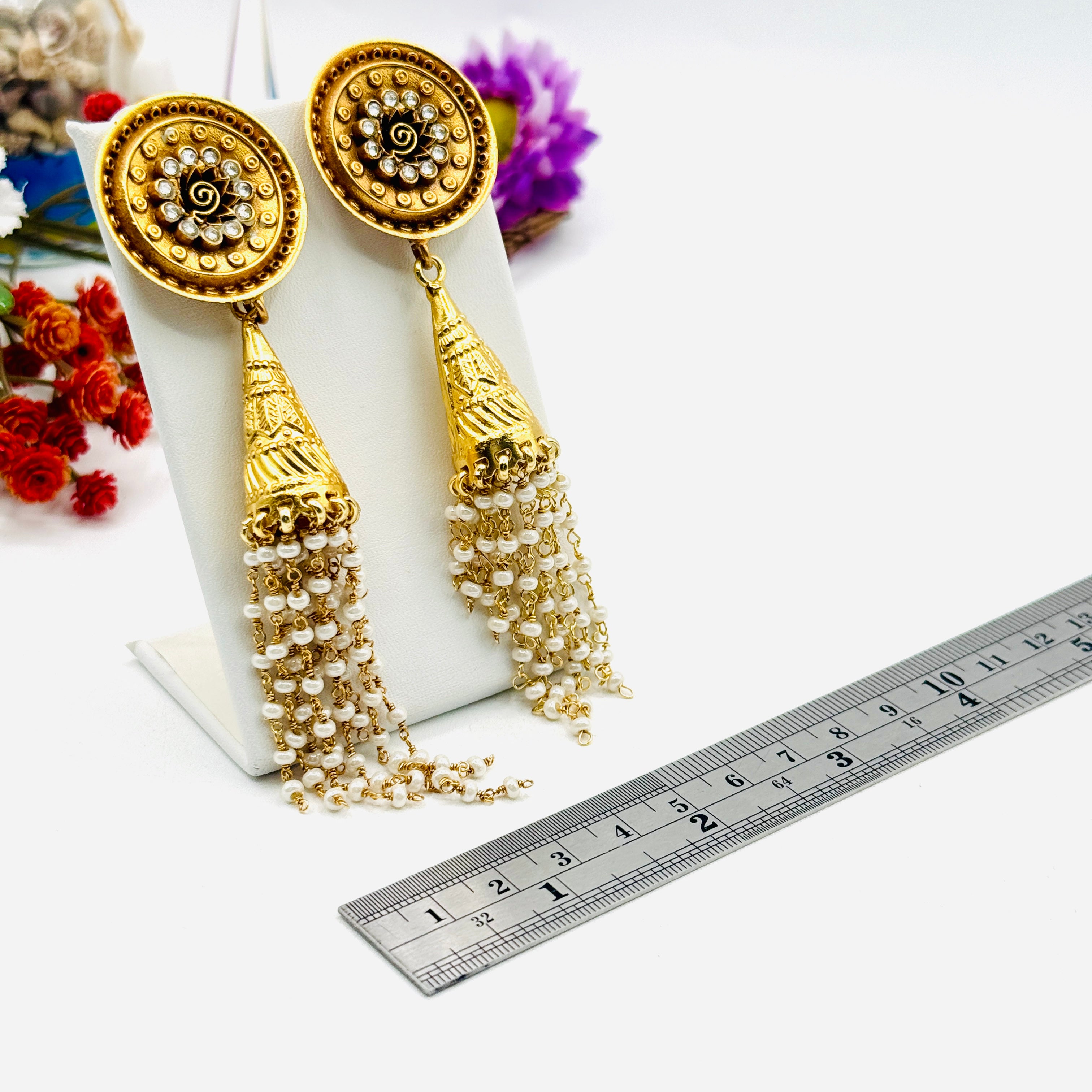Oval Flower Jhumka
