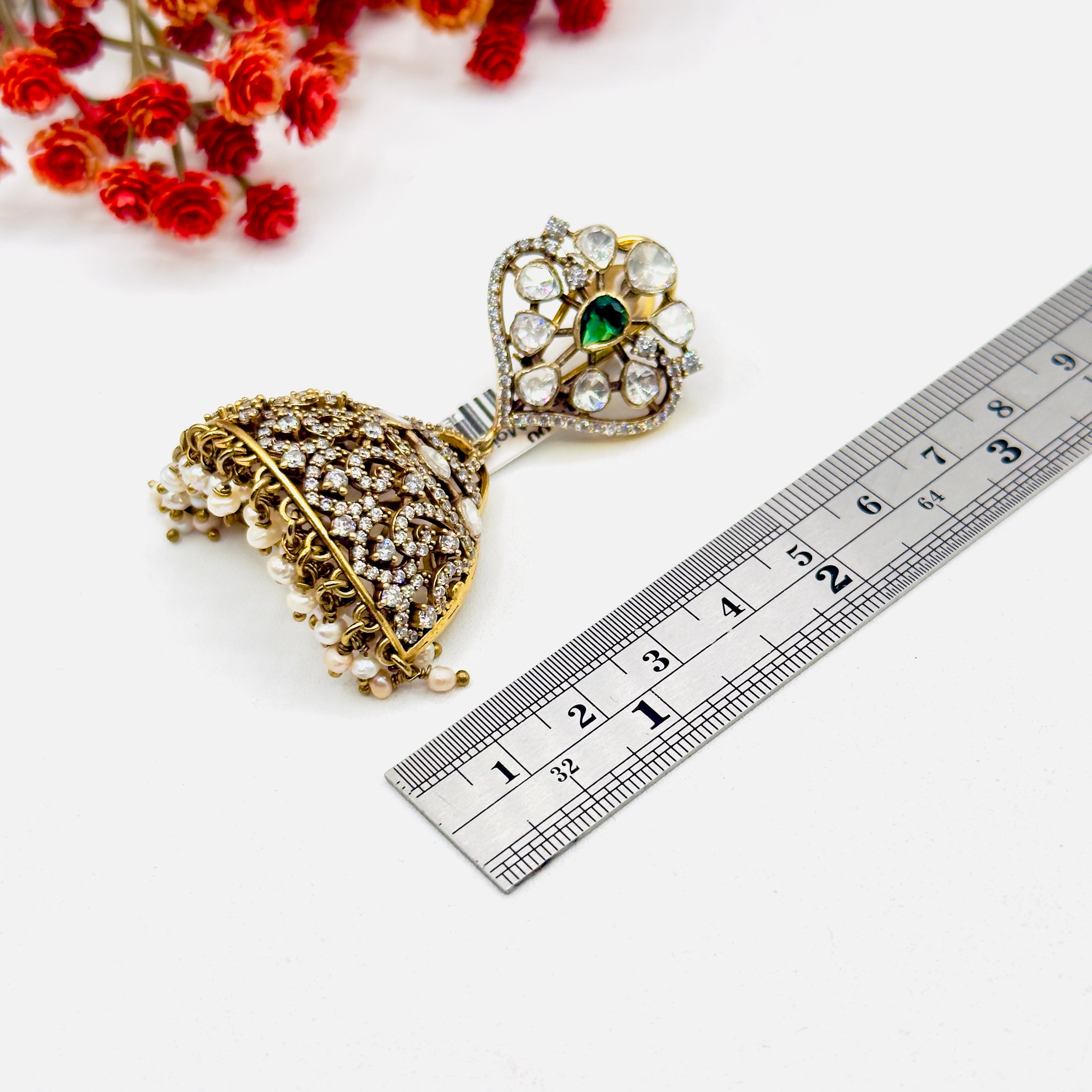 Green Moissanite Half Jhumka
