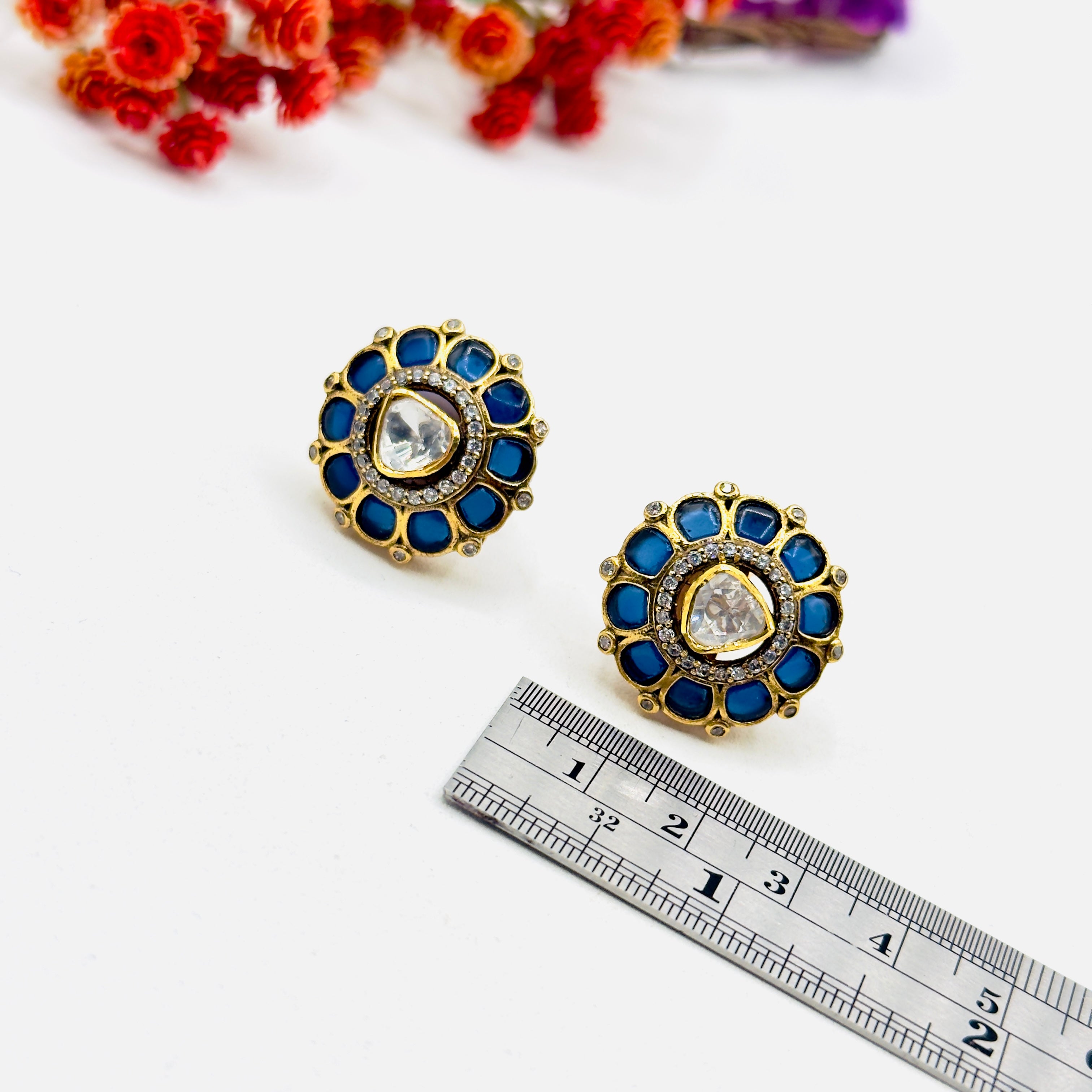 Blue Moissanite Studs