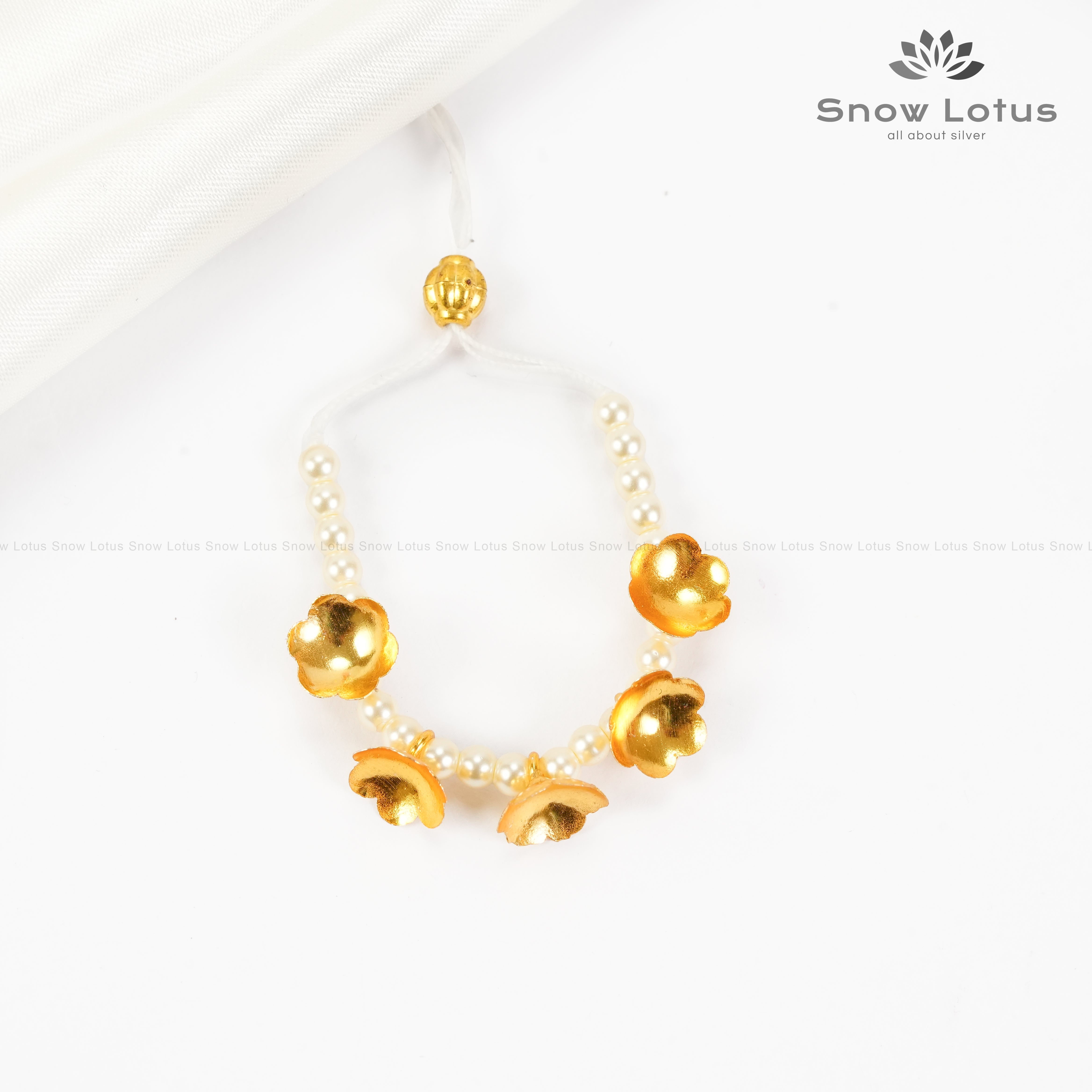 2 gms Gold Flowers Mini Haaram Pearl