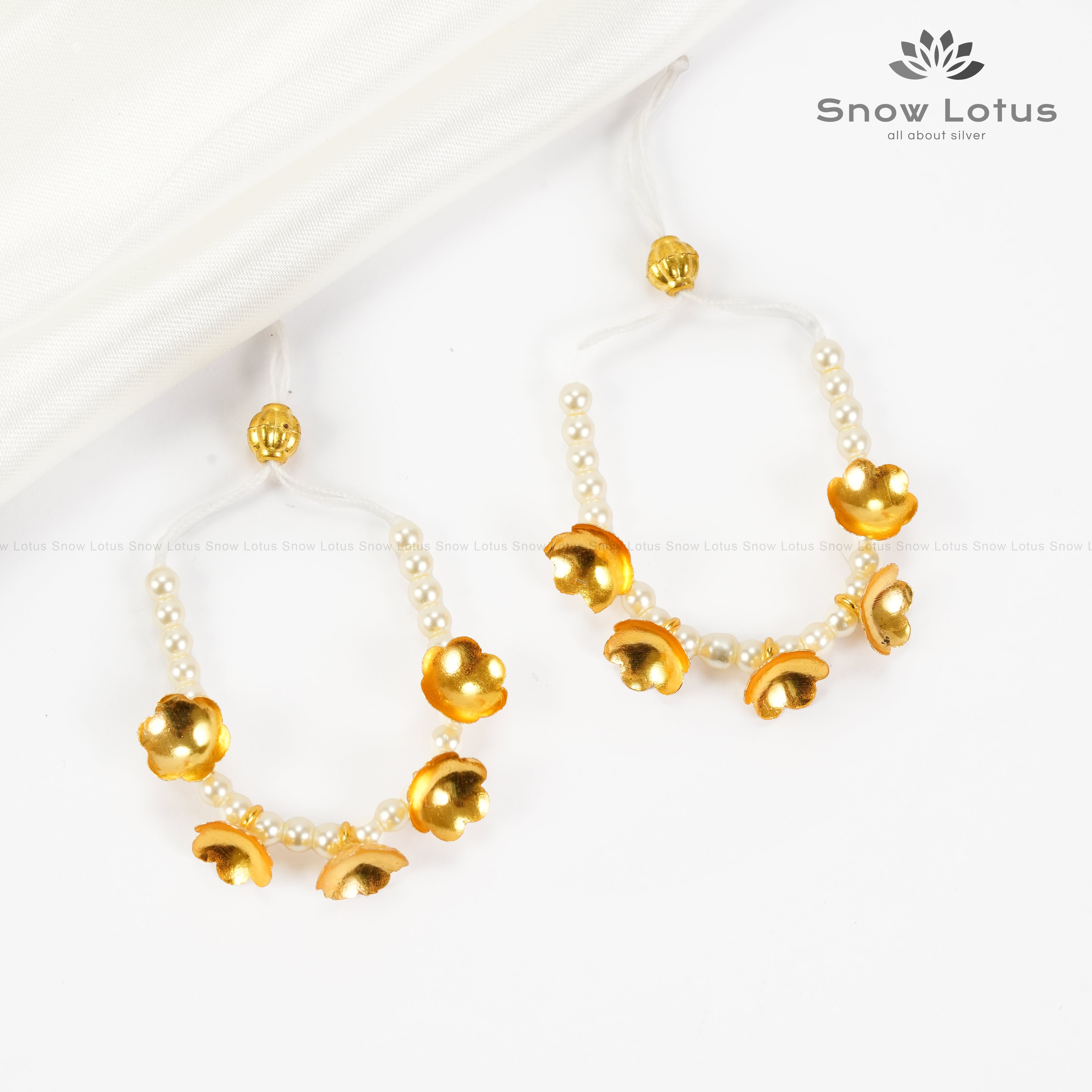 2 gms Gold Flowers Mini Haaram Pearl
