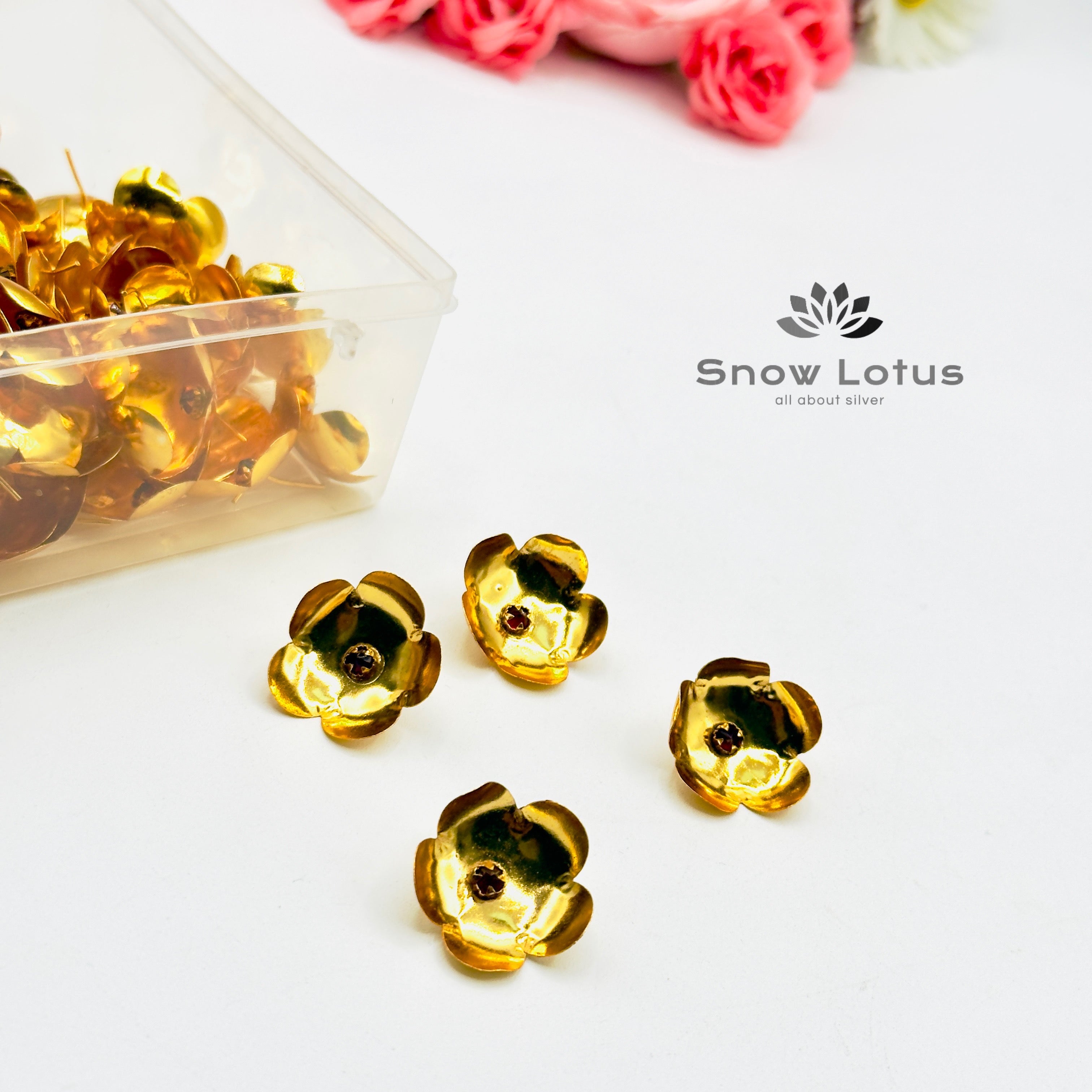 108 Gold Polish Lotus with Stone