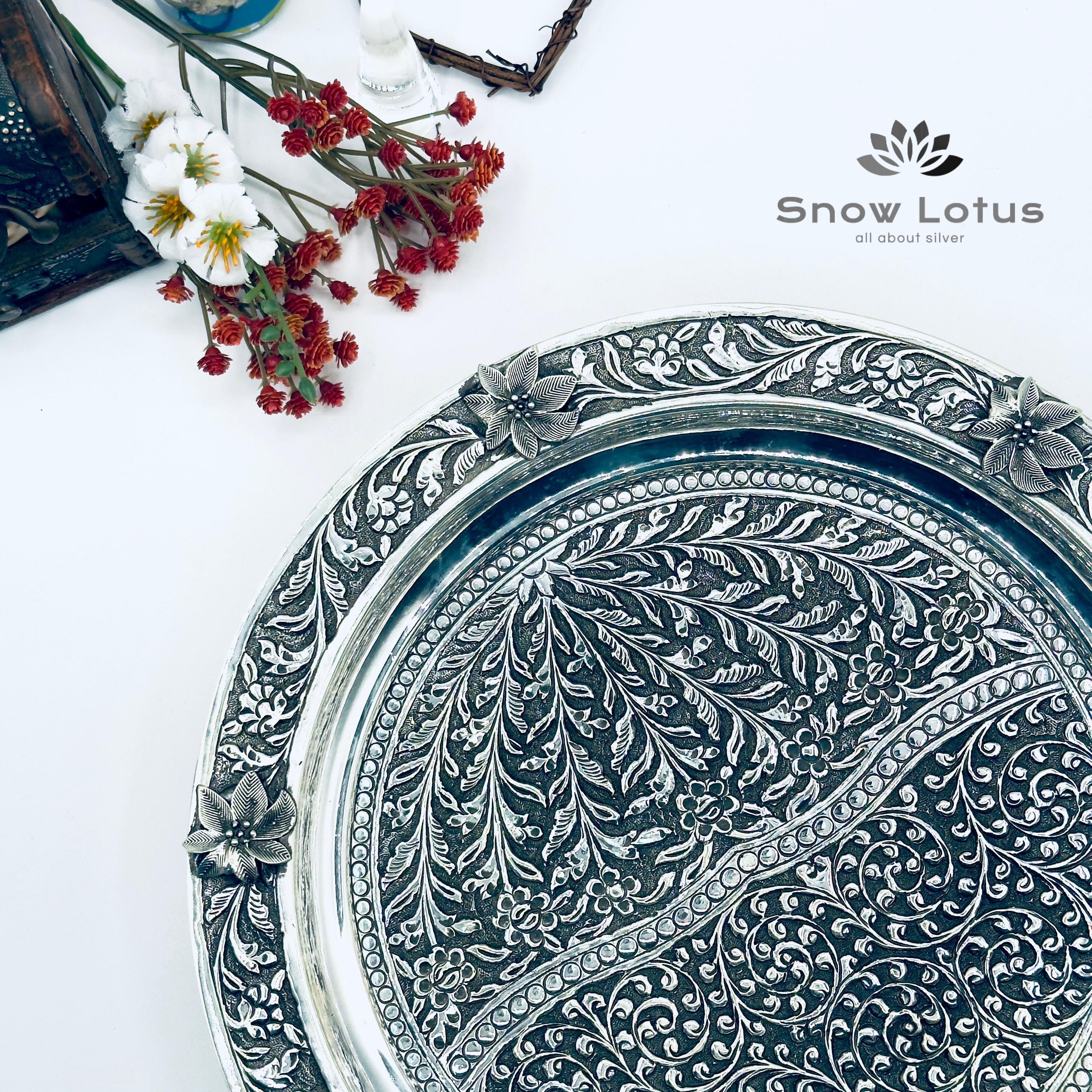 Antique Pooja Plate stem&flowers