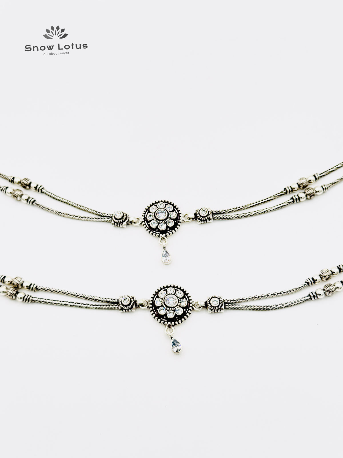 Circular White Anklets