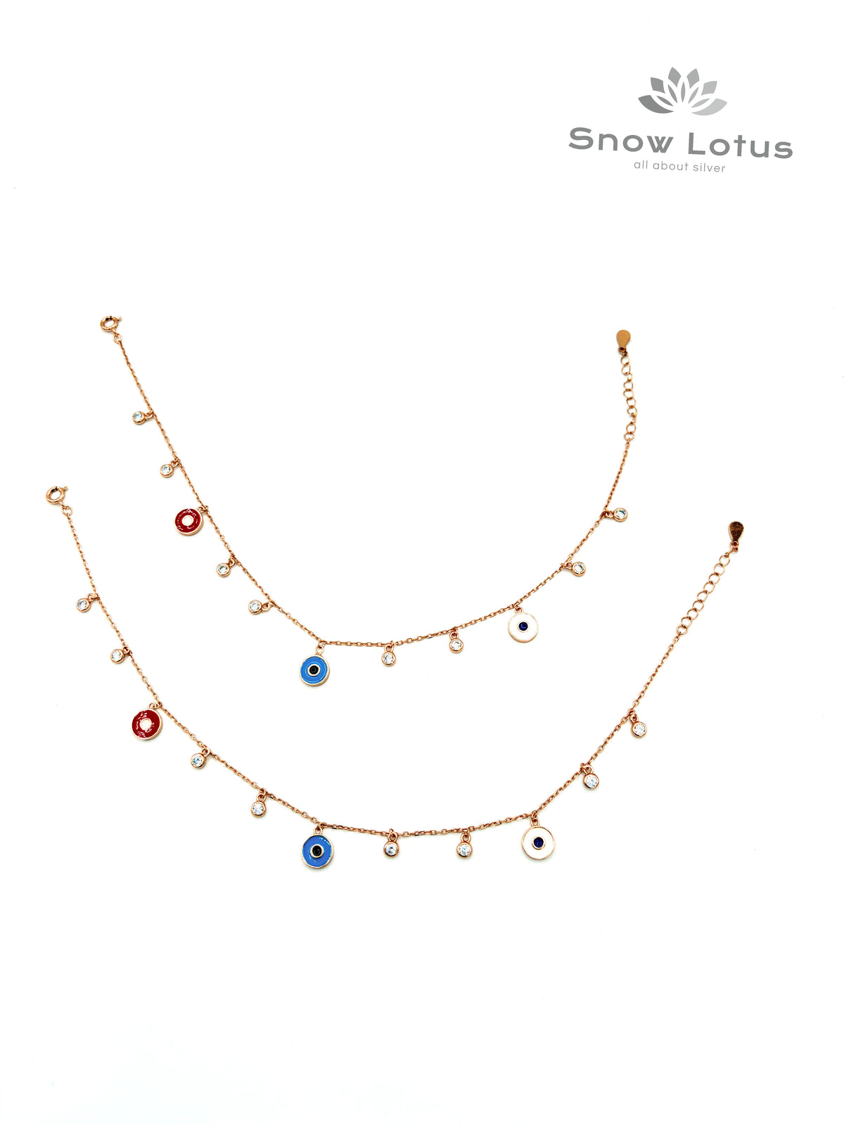 Rose Gold Evil Eye Drops Anklets (10 inch)