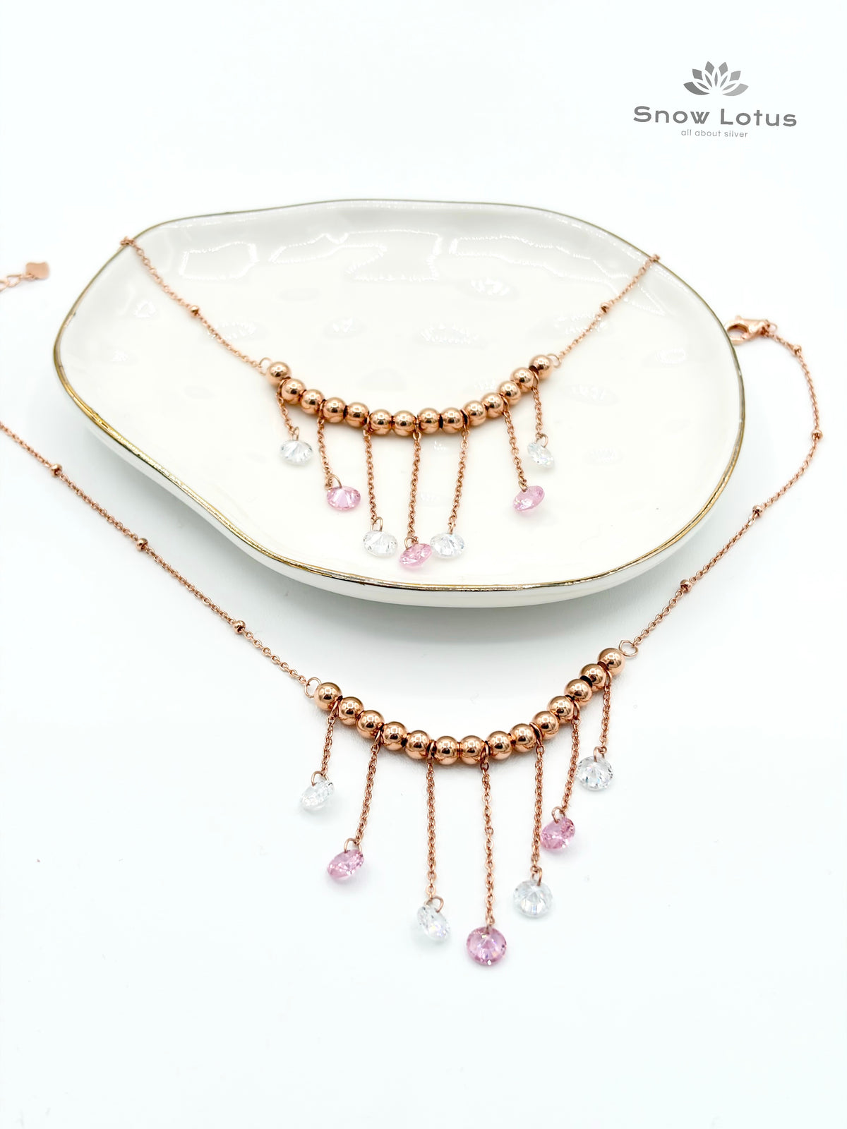 Crystal Drops Rosegold Anklets