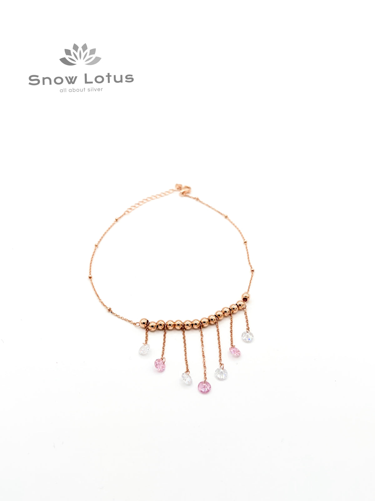 Crystal Drops Rosegold Anklets