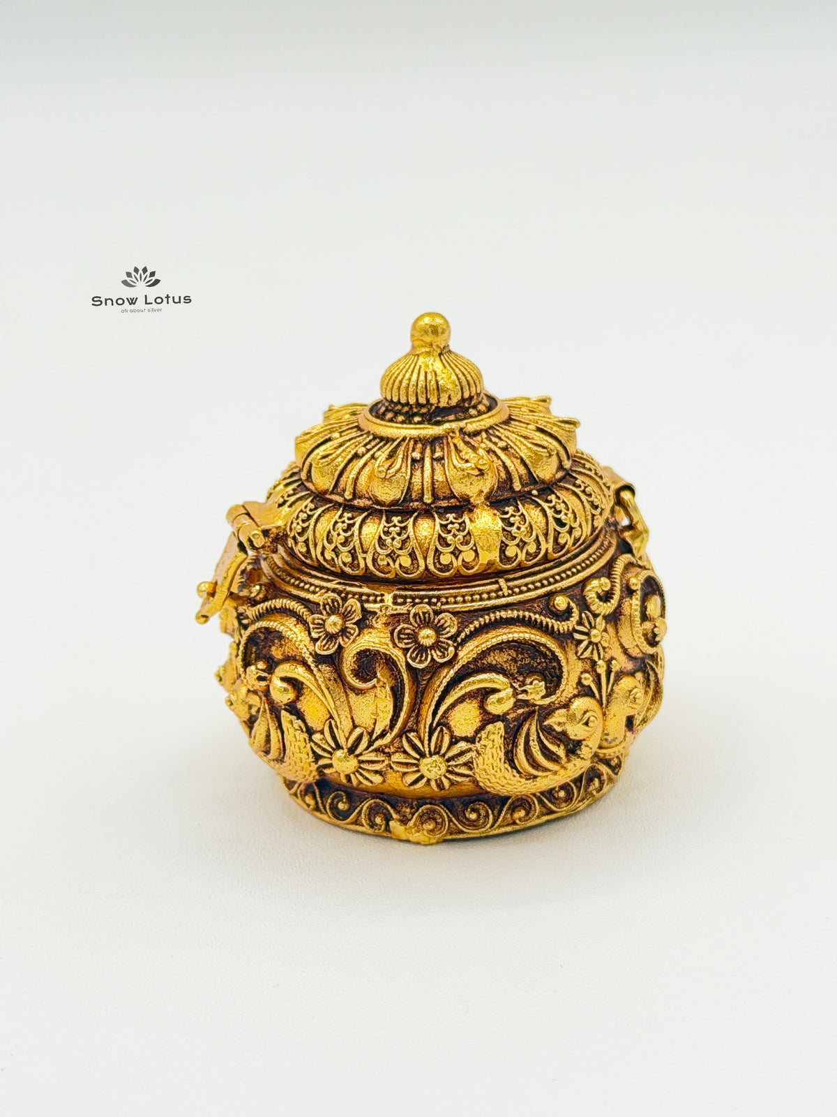 Gold Plated Special Kumkum Box Peacock M2