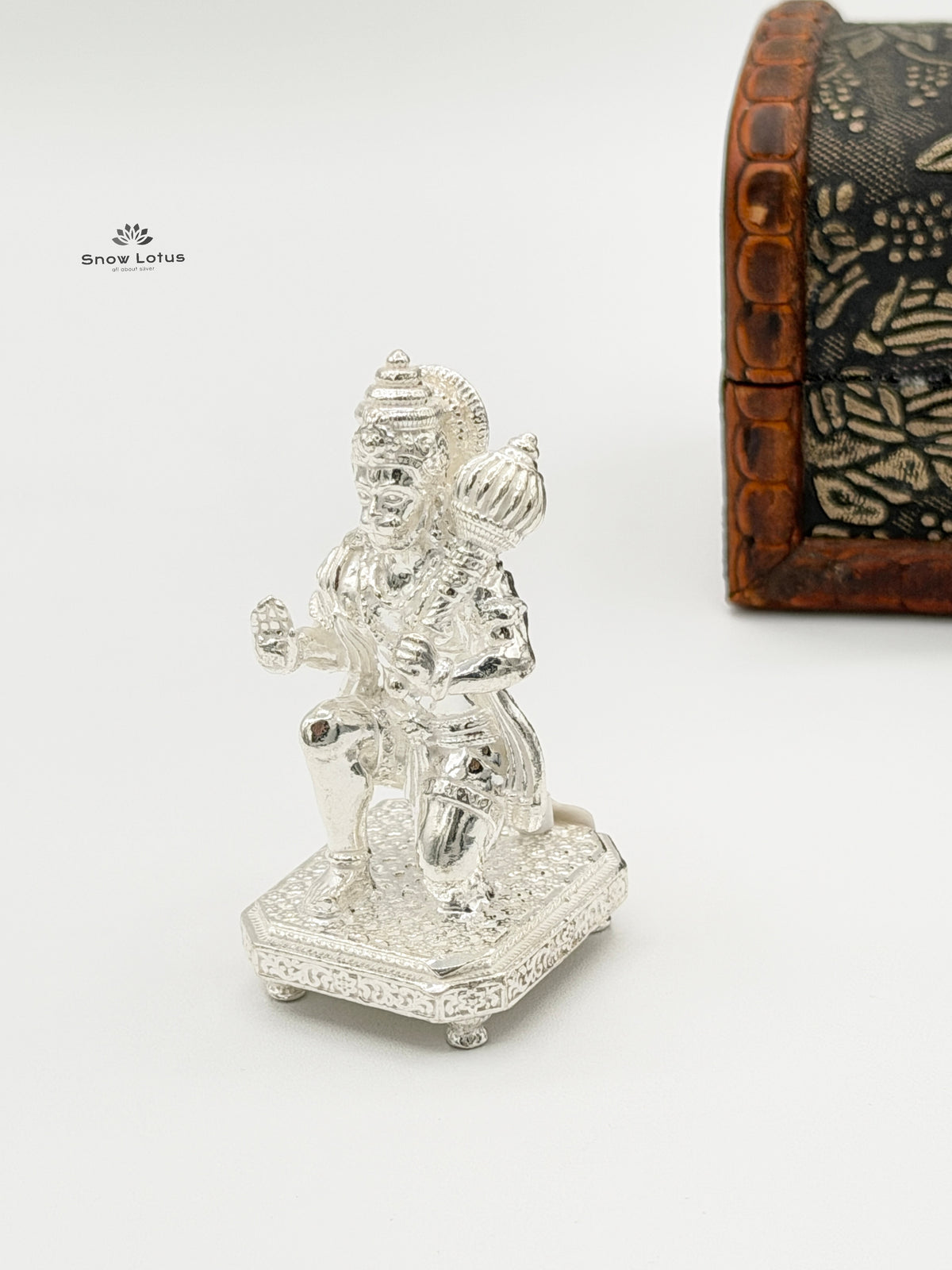 Sitting Hanuman Silver Solid 3D