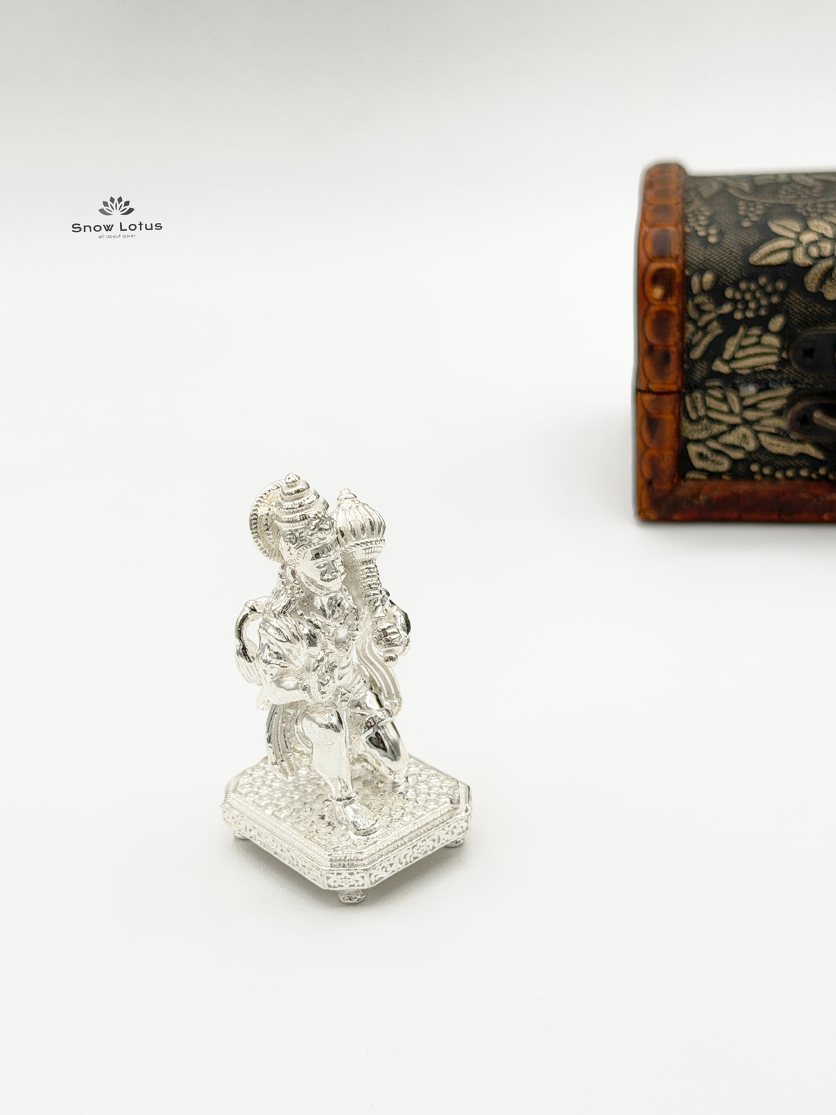 Sitting Hanuman Silver Solid 3D