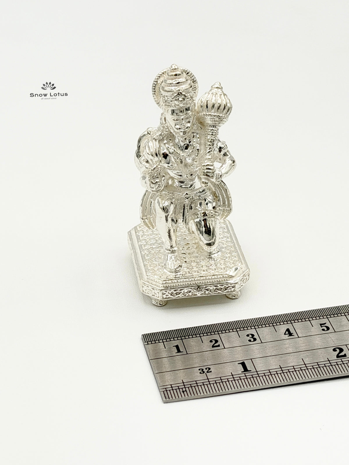 Sitting Hanuman Silver Solid 3D