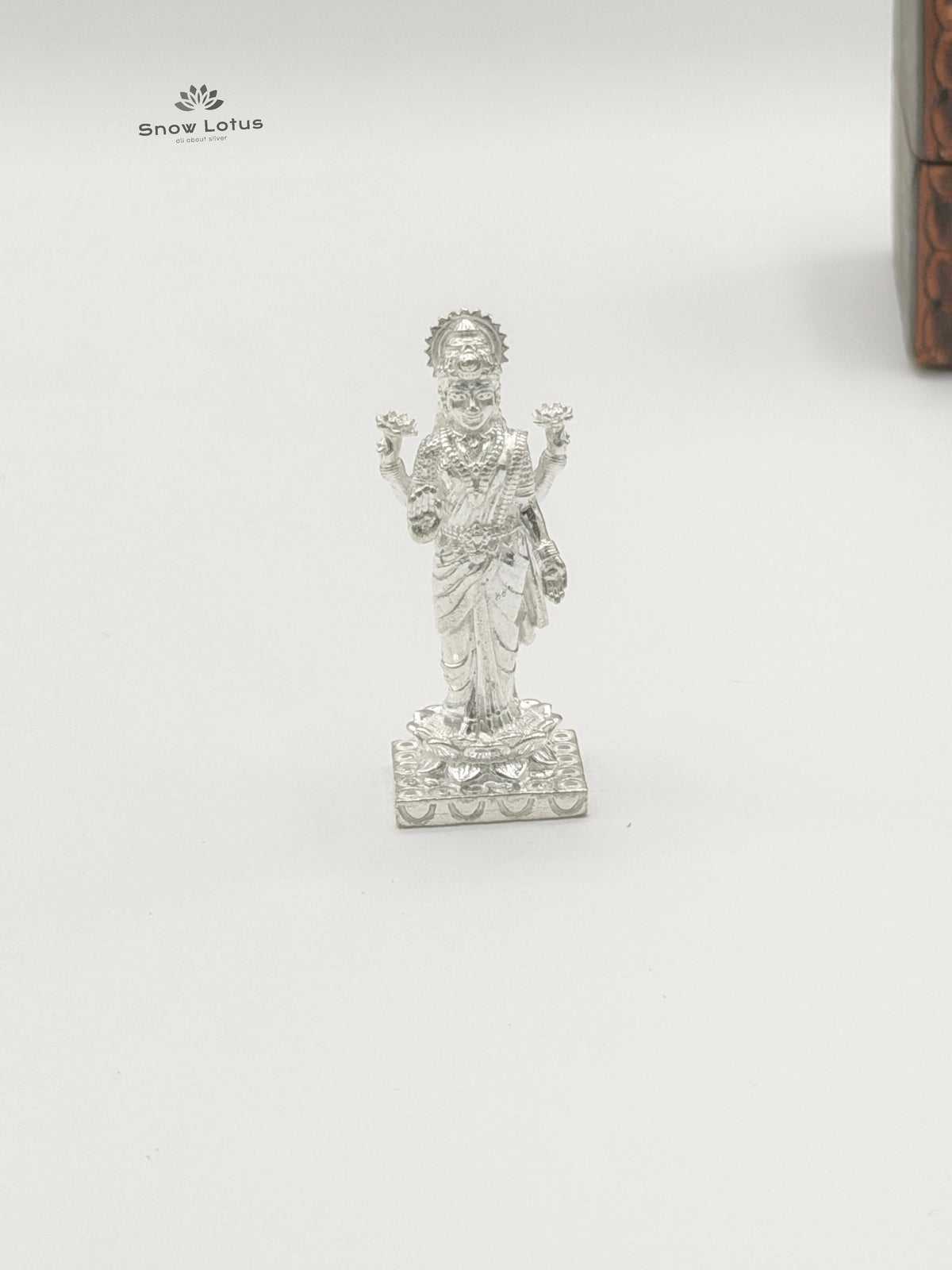 Lakshmi Devi Standing Silver Solid 3D