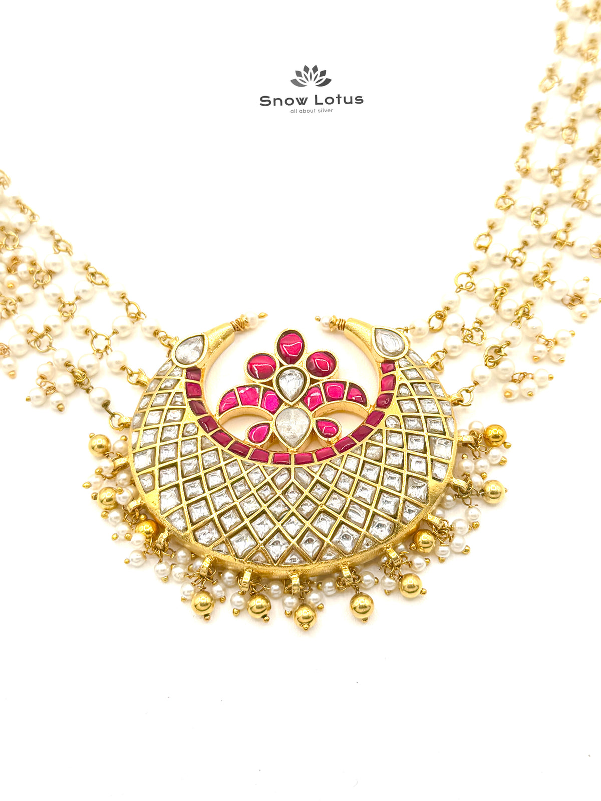 Pearly Half Moon Kundan Neckpiece