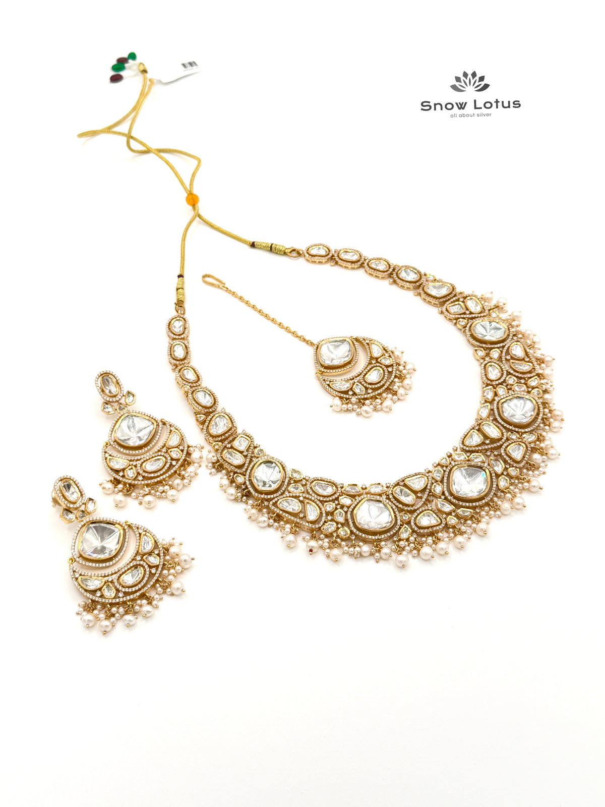 Marvelous Polki Neckpiece Set(with earrings & Maang Tikka)